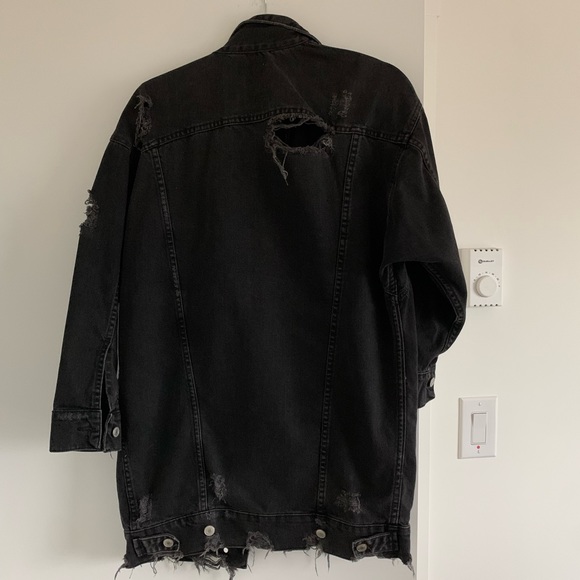 Ripped Black Denim Jacket - Picture 4 of 4